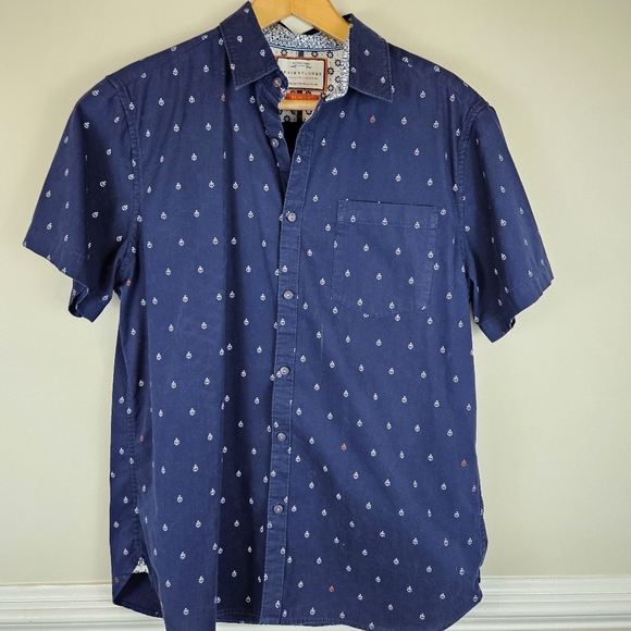 Denim & Flower Slim Fit Men's Large Anchor Print Short Sleeve Shirt A1212 - Picture 2 of 12